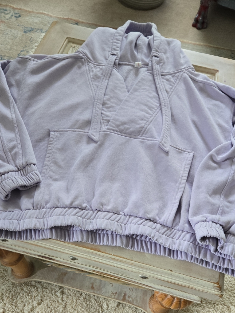 Lilac Pull-On Hoodie Sweatshirt with Kangaroo Pocket